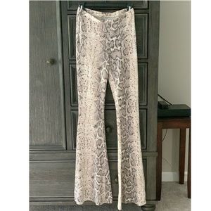 Soft White Snake Animal Flared Bell Bottom Pant